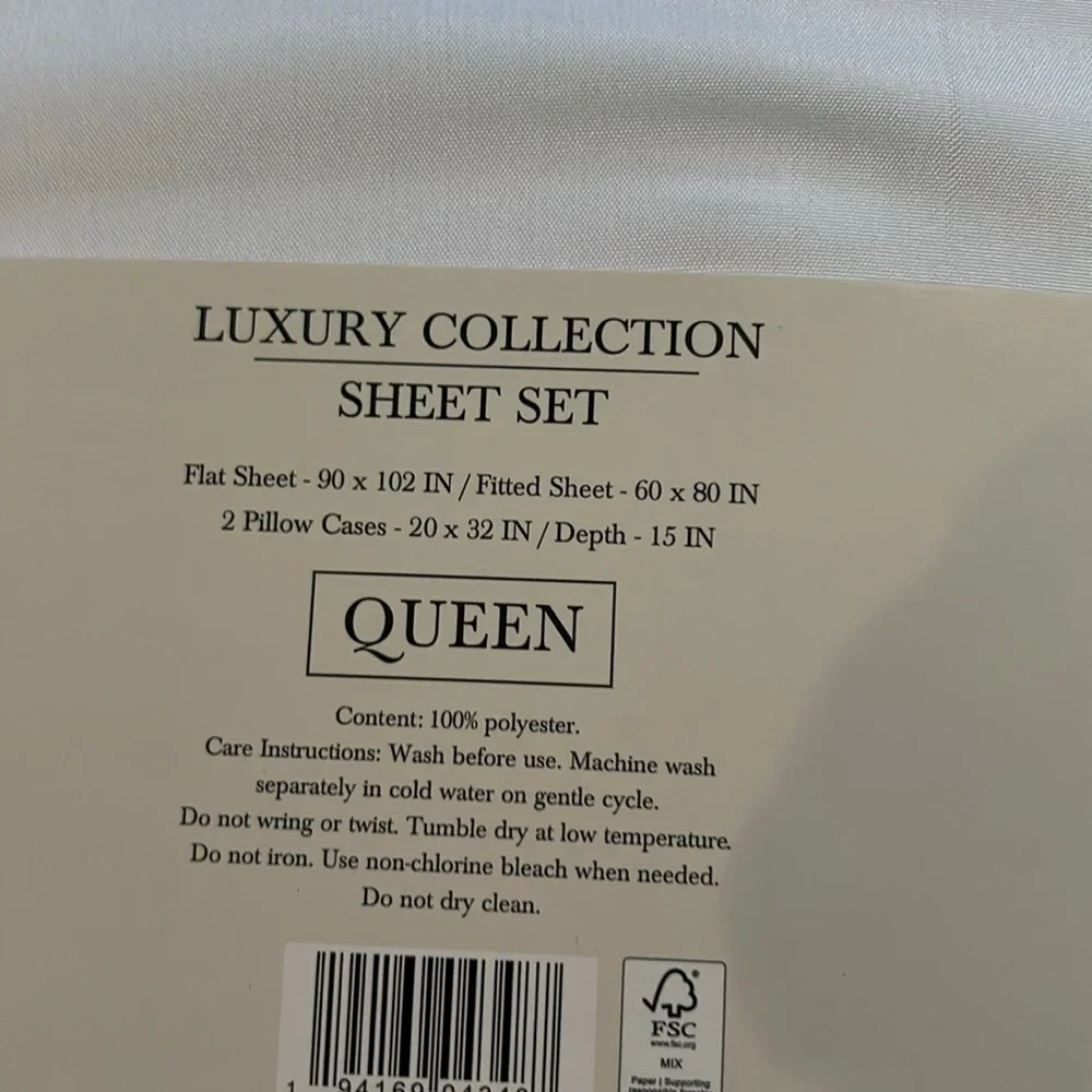 BLANC & BLEU Luxury Collection White Sheet Set - Queen NWT